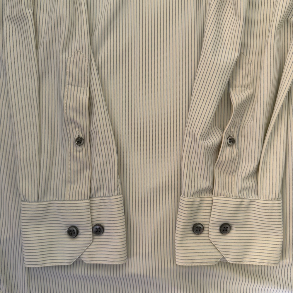 Giorgio Armani Striped Dress Shirt Blue White 42 16.5 Long Sleeve Button Down - Picture 10 of 14